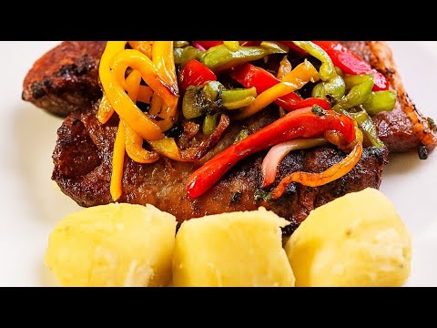 Bistec de cerdo en la freidora de aire con vegetales salteados ¡Fácil y delicioso! 🍖🥦✨