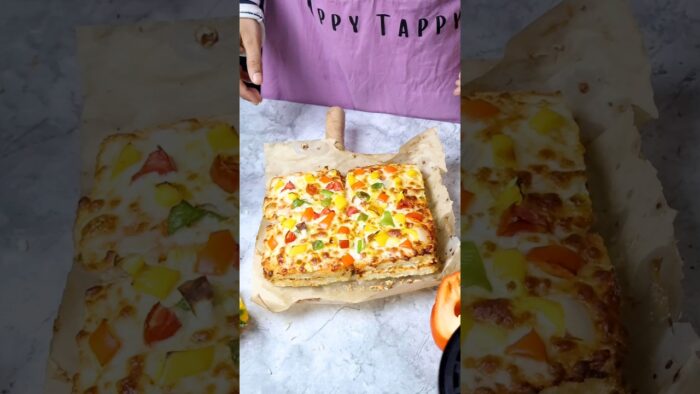 Bread Pizza Loaded with Cheese Pull – Air Fryer Magic! Rate out of 10 #recipe #food #cooking #shorts