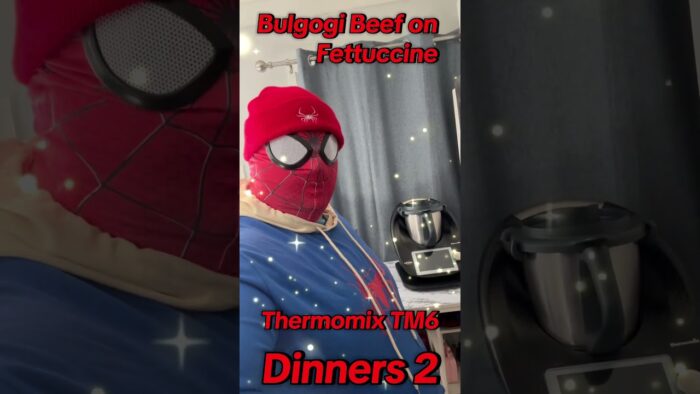 Spider-man cooked “Bulgogi Beef on Fettuccine” with his Thermomix TM6 (Recipe from Dinners 2)