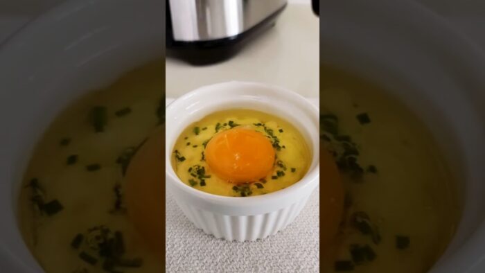 Spreadable french-style baked eggs in air fryer #cottagecheese