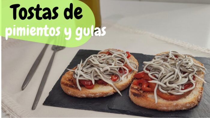 🥖 Tostas de Pimientos y Gulas con Thermomix. Receta Gourmet