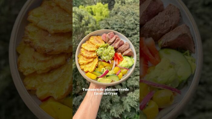 Tostones de plátano verde en el airfryer #recetasenespañol #recetas #recetascaseras