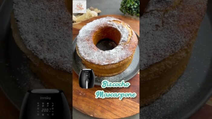 BIZCOCHO 🥧 DE QUESO MASCARPONE 🧀 en freidora de aire 👩‍🍳, receta jugosa y sencilla #airfryer