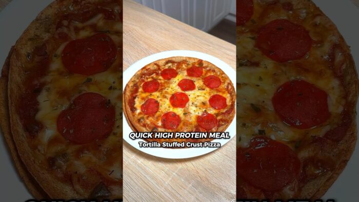 CRAZY High Protein Air Fryer Stuffed Crust Pizza #shorts #highprotein #pizza