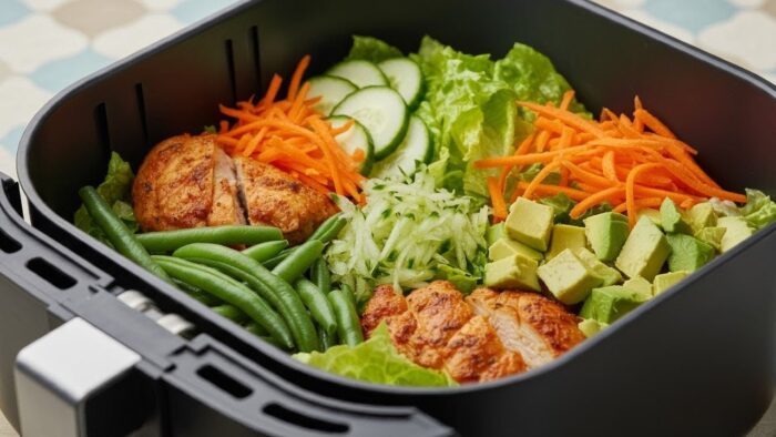 Ensalada de pollo y judías verdes en freidora de aire: una receta saludable para el almuerzo y la…