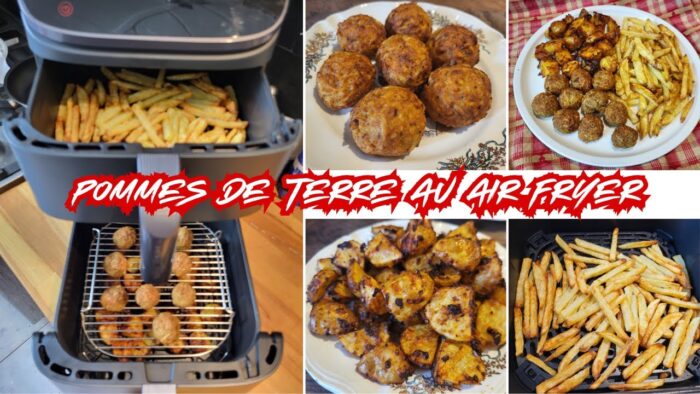 POMMES DE TERRE , 3 RECETTES AU AIR FRYER EN UNE SEULE CUISSON avec le TURBO TOWER COSORI