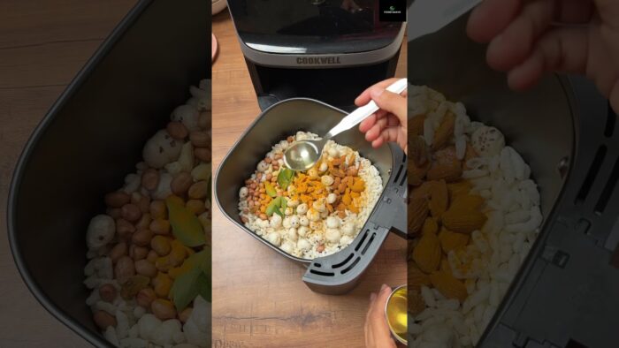 Spicy puffed rice snack in air fryer | Quick & healthy masala mix #viralshorts #shorts