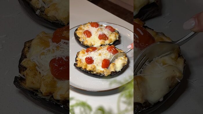 đ Stuffed Eggplant with Chicken and Cheese (Air Fryer Recipe) Details in the comments âŦī¸ #eggplant