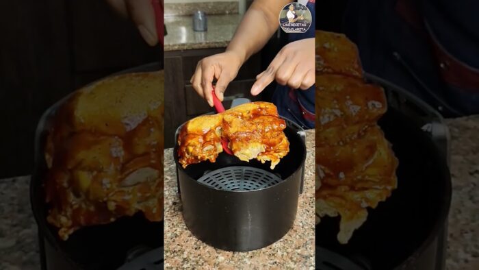 costilla de cerdo asada en freidora de aire 😋 #receta #canaldecocina #almuerzo #recetasfaciles