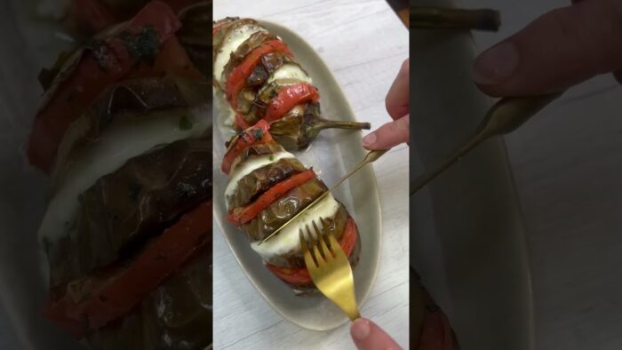 BERENJENAS BLANCAS 🤍🍆 RELLENAS DE MOZZARELLA Y TOMATE🧀🍅 EN FREIDORA DE AIRE 👩🍳, receta deliciosa