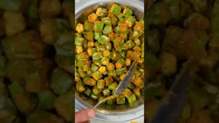 Airfryer Bendi Fry (See description for Recipe) #indianfood #shorts #okra