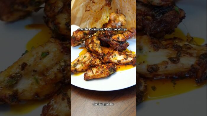Alitas de pollo con ajo, cilantro y cilantro en freidora de aire #chickenwings #airfryer #receta