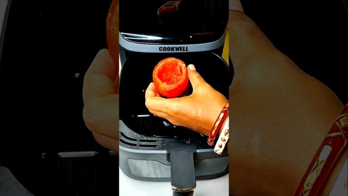 Cheesy Tomato Snacks in Air Fryer 🥰#shorts #reels #recipe#snacks #viral#trending #yt#ytshorts #food