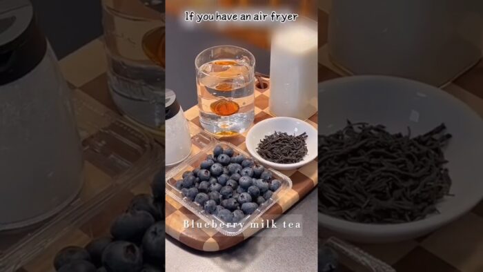 How To Make Blueberry Milk tea for your Weekend ? #cooking #airfryer #shorts
