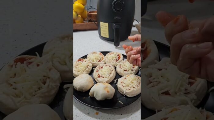 «Mini 🍕Pizzas en Freidora de Aire»😋 #receta #recetas #shortvideo