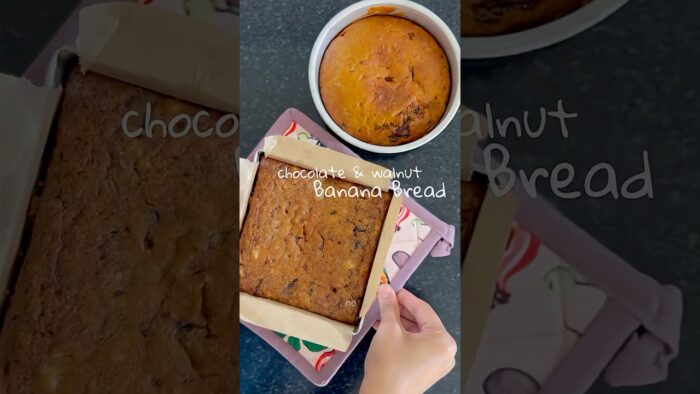 No Oven (Air Fryer) Moist Chocolate & Walnut Banana Bread 🍌🍞🍫 #nooven #bananabread #eggless #cake