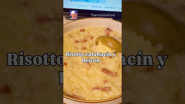 Risotto fácil con Thermomix. Receta de Risotto de calabacín y beicon con Thermomix