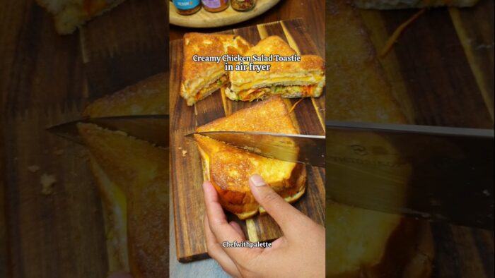 Sándwich/sándwich tostado de ensalada de pollo cremosa en freidora de aire #airfryer #pollo #sánd…