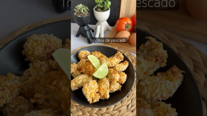 Trocitos de pescado en airfryer crujientes por fuera jugosos por dentro #receta #pescado