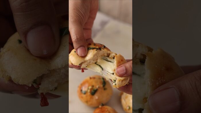 Bollos de ajo, queso y chile sin levadura en freidora de aire #garlicbread #cheese