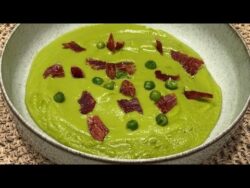 CREMA DE GUISANTES con crujiente de jamón en THERMOMIX TM7
