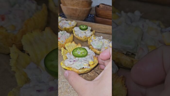 Cómo hacer canastitas de tostones rellenas con ensalada de atún ✨️🐟 | Receta fácil y deliciosa