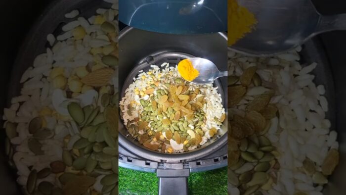 Healthy zero oil Namkeen in Airfryer #shorts #ytshorts #food #recipe #dryfruits #namkeen #airfryer