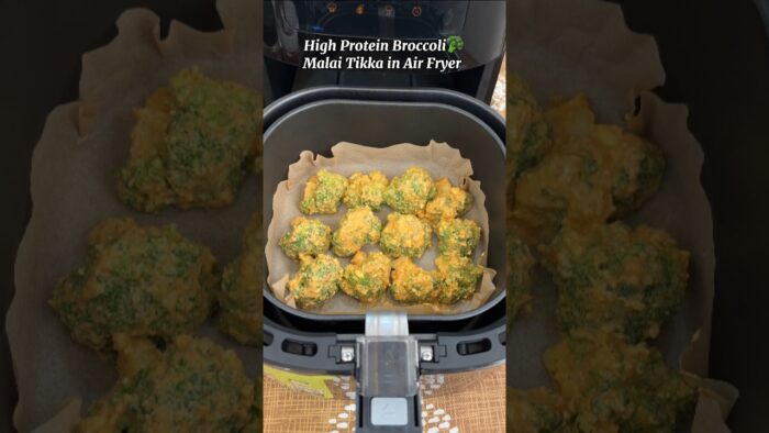 High Protein Broccoli🥦Malai Tikka Recipe in Air Fryer👌#shorts #viral #trending #youtubeshorts #reels