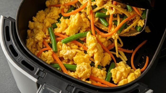 Huevos revueltos con verduras en freidora de aire: un truco económico y saludable para el desayun…