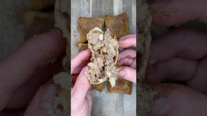 Mini McDonald’s Apple Pies! Recipe below in comments. #highprotein #lowcarb #airfryer