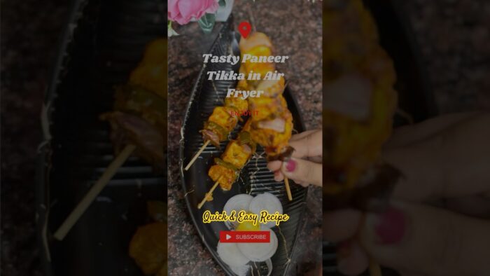 Paneer Tikka Without Tandoor | Air Fryer Recipe | Easy & Healthy | #tikka #food #asmr #youtubeshorts
