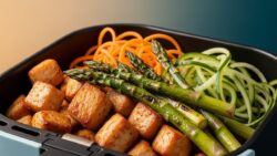Pollo y verduras en freidora de aire: comida fácil, receta saludable y económica, deliciosa rece ...