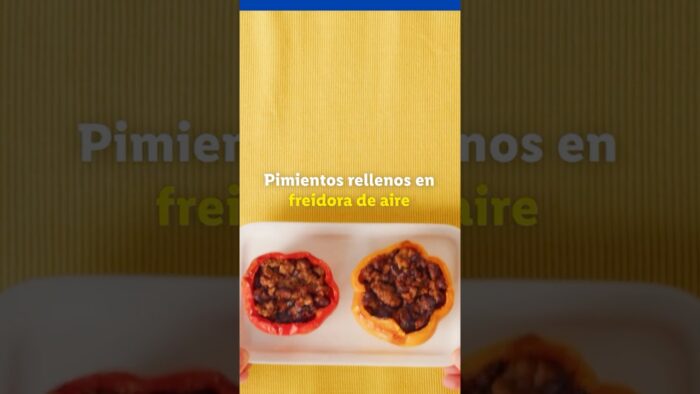 Receta de pimientos rellenos en freidora de aire 🫑 #shorts