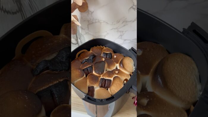 *SATISFYING* AIR FRYER S‘MORES! #asmr #asmrsounds #satisfying #smores #recipe #airfryer #fyp #viral