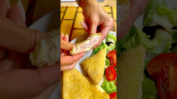 Smažák se šunkou v rýžovém papíru. #recipe #fit #smazak #ricepaper #airfryer