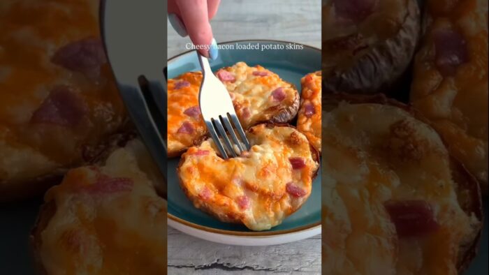 Air Fryer cheesy bacon potao skins #food #asmr #foryou #shorts #cookingfood #fyp