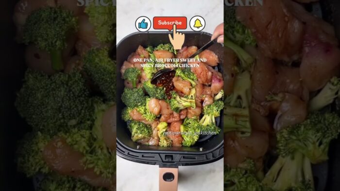 Crispy Broccoli Chicken Recipe in Air fryer😋 #jp #broccoli #chicken #spicy #shorts #airfryer #recipe