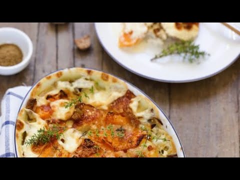 Gratin Potimarron/ Pommes de terre et béchamel aux herbes au Thermomix (by Emma Thermomix)