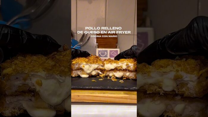 Pollo relleno de queso en freidora de aire 🧀🤤 #pollo #pollorelleno #polloconqueso #polloreceta