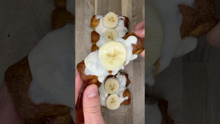 Banana French Toast Rolls! Recipe below in comments. #highprotein #lowcarb #airfryer