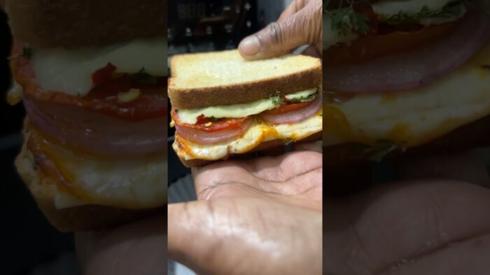 😋Cheese Onion Tomato Sandwich in Air Fryer | Easy & Quick Recipe#shorts #trending #viral #food #yt