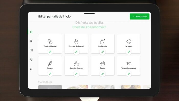Cómo editar la pantalla de inicio personalizada en Thermomix® Tm7