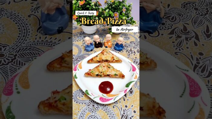Crispy Bread Pizza In Airfryer 🍕😋 #homemade #airfryer #easyrecipe #quickrecipe