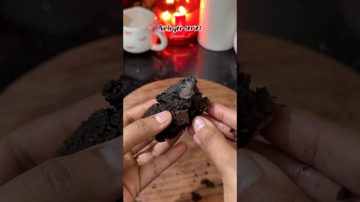 Fudgy chocolate brownies ♥️ air fryer series (part – 3) #shorts #brownies