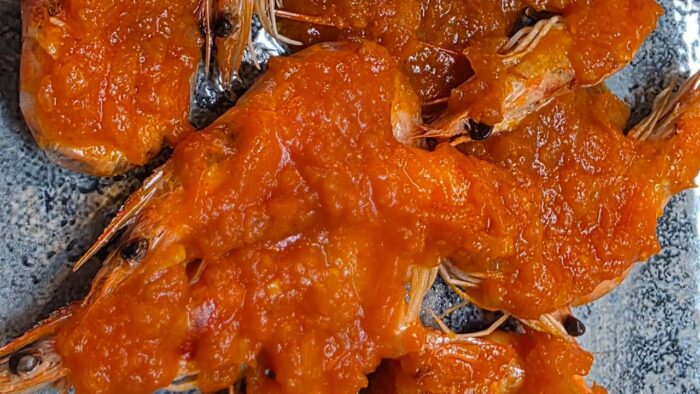 Langostinos con salsa picante, con Thermomix