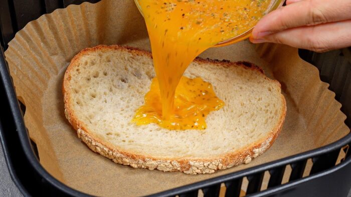 Pour Eggs Over Bread in the Air Fryer… Breakfast Will NEVER Be the Same!