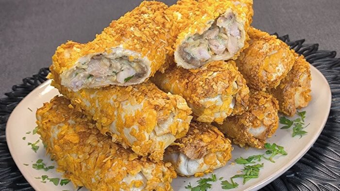 Rollitos de Pollo y Champiñones Sin Freír | Crujientes y Jugosos en Freidora de Aire
