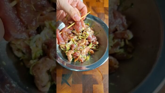 หมูปิ้งโบราณ! สูตรหม้อทอด หม้ออบลมร้อน | Air Fryer Moo Ping! Thai Grill Pork #shorts #youtubeshorts