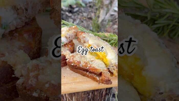 Easy airfryer egg toasts in 5 min 🔥 served with a touch of nature 🌱🍳