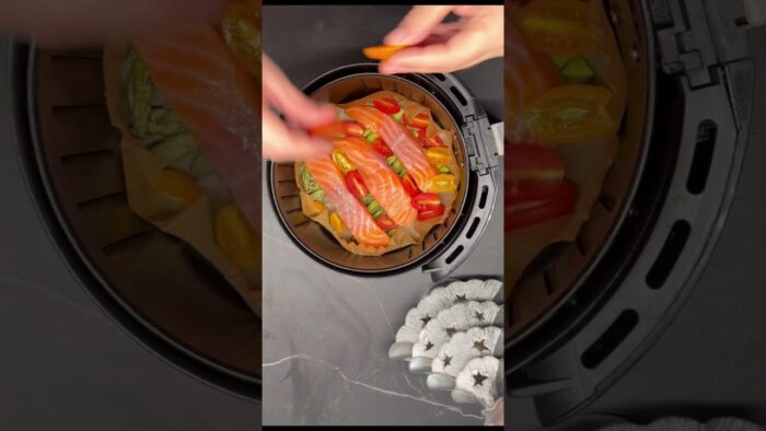 Salmón + verduras en airfryer